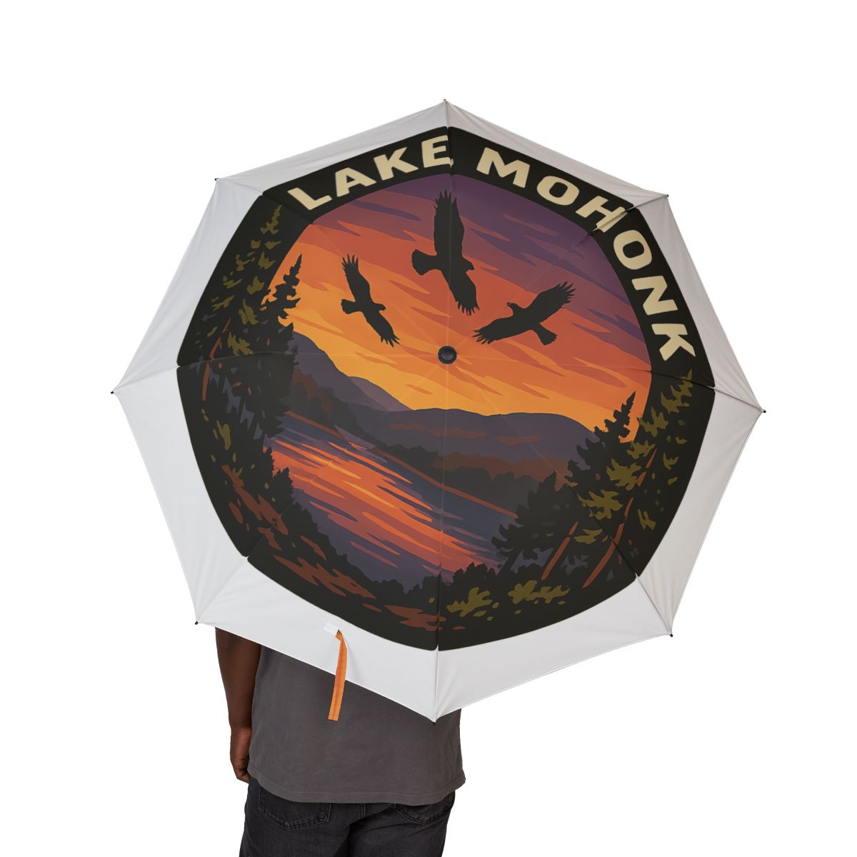 Lake Mohonk Semi-Automatic Foldable Umbrella, Travel Umbrella, Outdoor Gear, Gifts for Nature Lovers, Rainy Day Essential