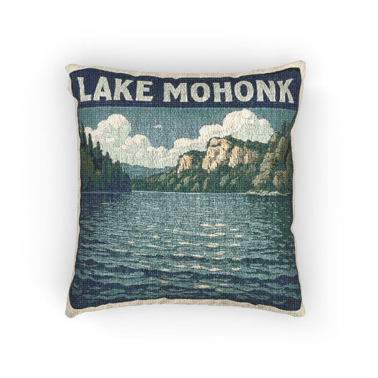 Lake Mohonk Woven Pillow | Rustic Home Decor, Nature Accent, Lake House Gift, Boho Living Room Accessory, Cozy Cabin Decor