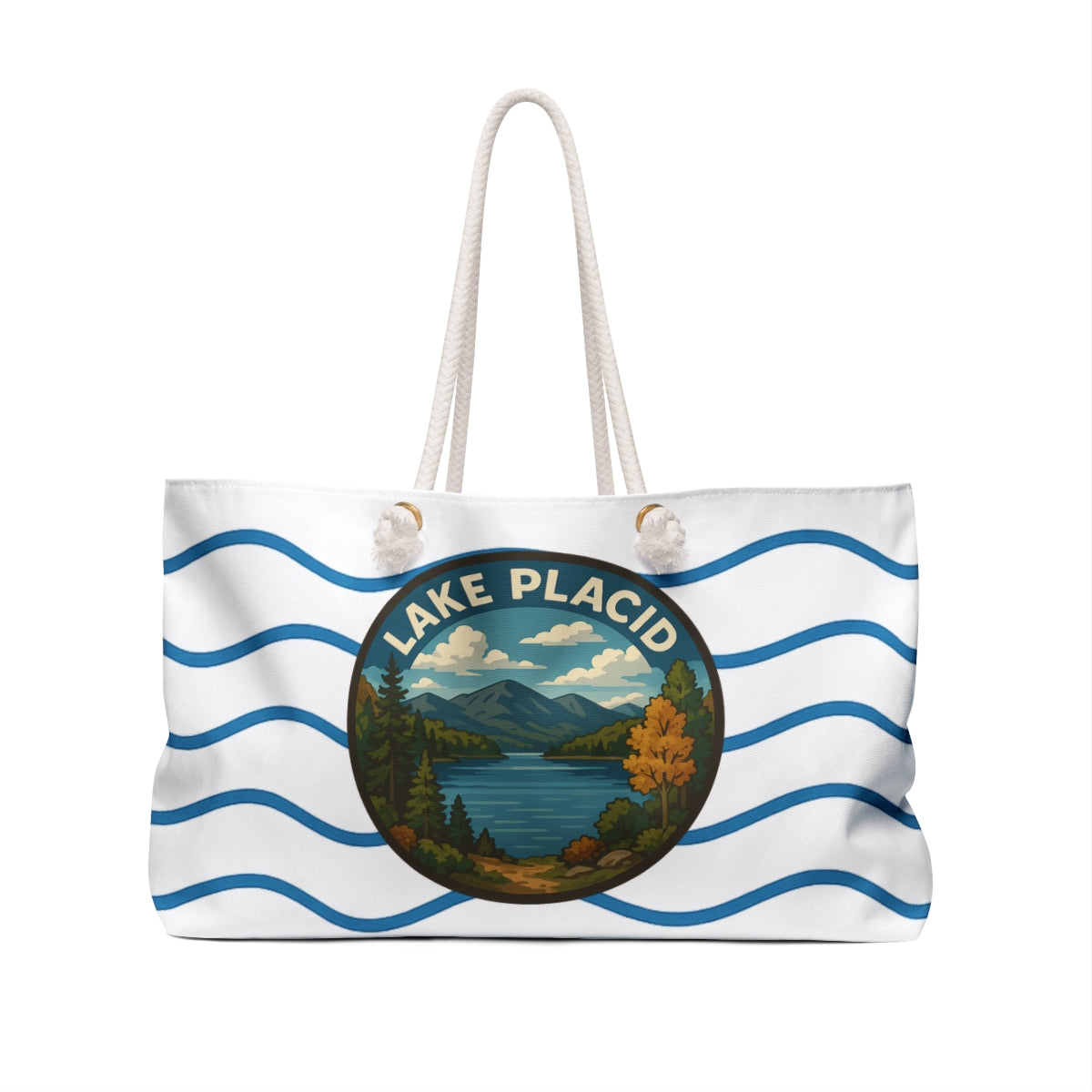 Lake Placid Weekender Bag White | Travel Tote, Beach Bag, Vacation Essentials, Escape Bag, Lake Life Carryall