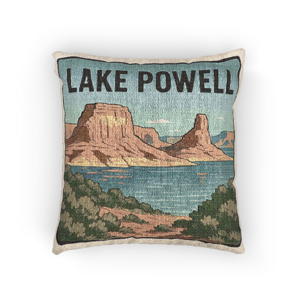 Lake Powell Woven Pillow | Rustic Home Decor, Nature Accent, Lake House Gift, Boho Living Room Accessory, Cozy Cabin Decor