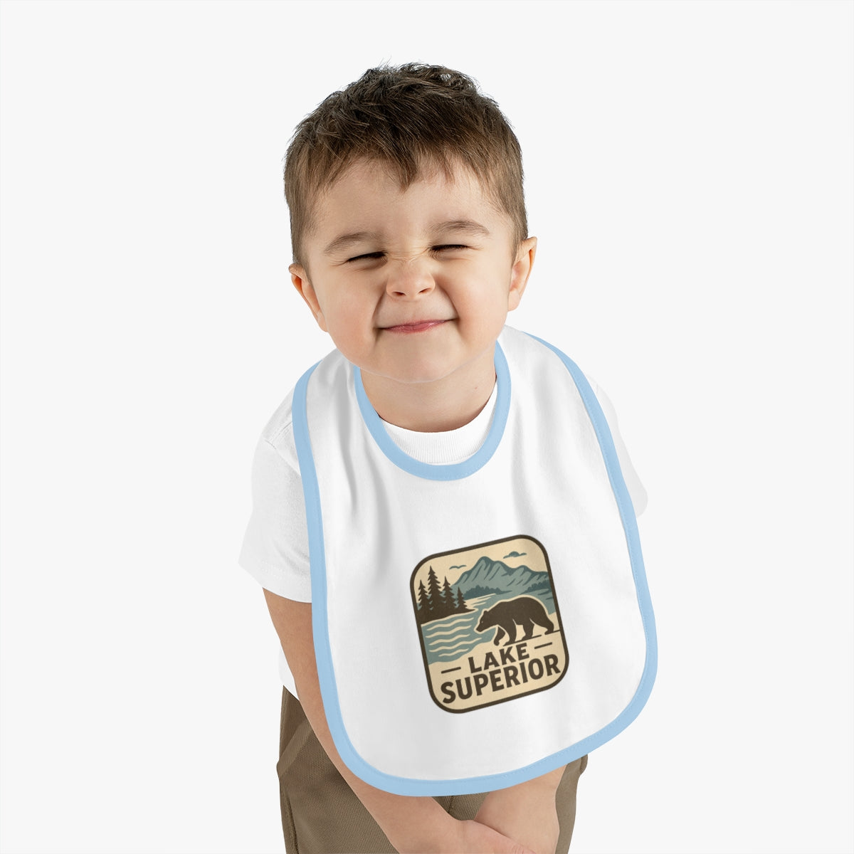 Lake Superior Baby Contrast Trim Jersey Bib