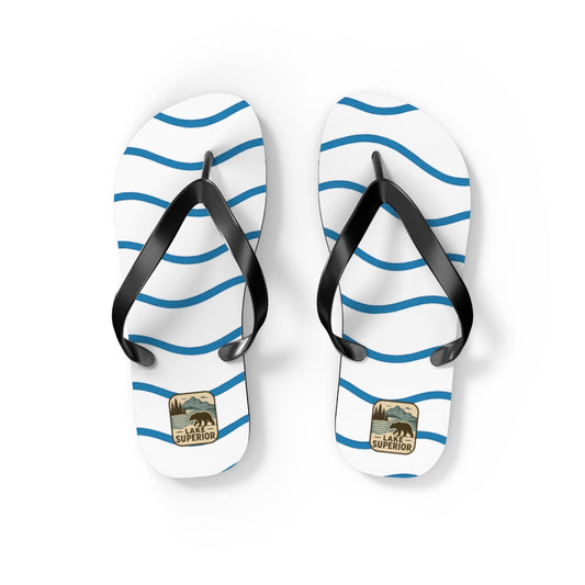 Lake Superior Beachy Vibes Flip Flops - Summer Sandals, Poolside Footwear, Vacation Essentials, Casual Summer Shoes, Beach Accessories