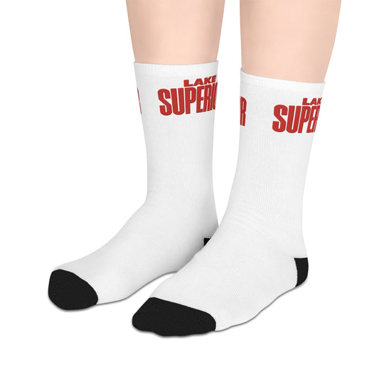 Lake Superior Cool Casual Mid-length Socks | Fun Lifestyle Gift, Quirky Fashion Accessory, Unique Socks for Everyday Wear