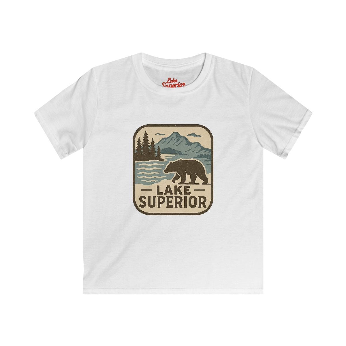 Lake Superior Kids Tee, Softstyle T-Shirt for Children, Summer Adventure Shirt, Lake House Gift, Outdoor Fun Apparel