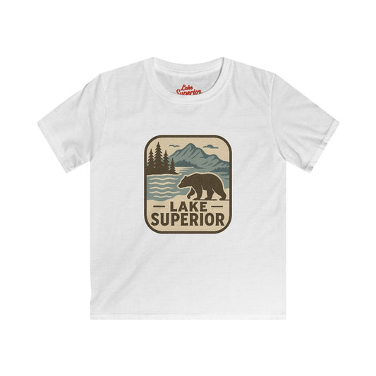 Lake Superior Kids Tee, Softstyle T-Shirt for Children, Summer Adventure Shirt, Lake House Gift, Outdoor Fun Apparel
