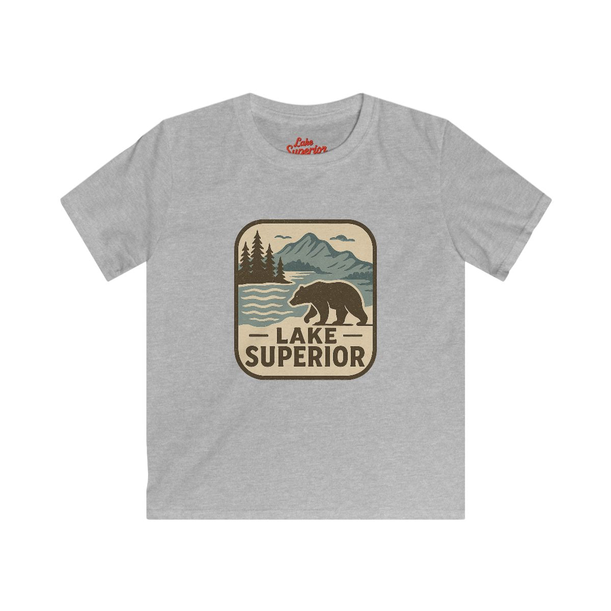 Lake Superior Kids Tee, Softstyle T-Shirt for Children, Summer Adventure Shirt, Lake House Gift, Outdoor Fun Apparel