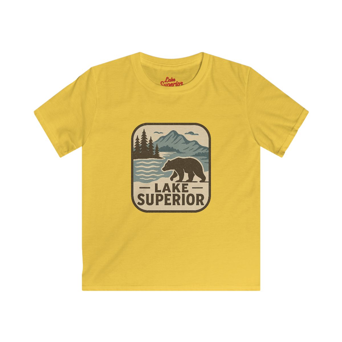 Lake Superior Kids Tee, Softstyle T-Shirt for Children, Summer Adventure Shirt, Lake House Gift, Outdoor Fun Apparel