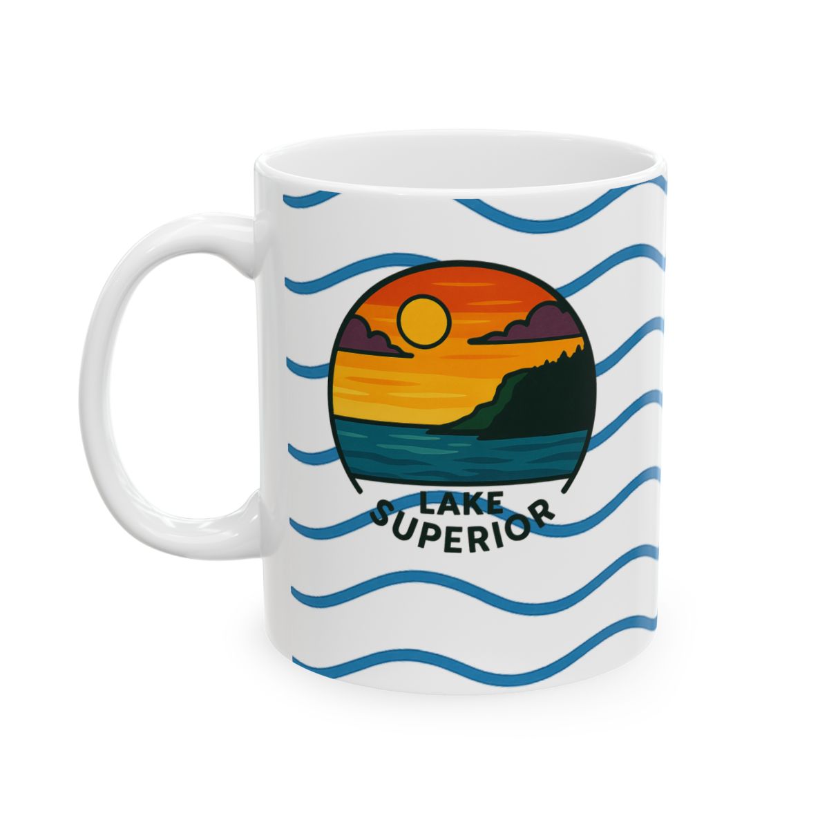 Lake Superior Serene Sunrise Ceramic Mug - Perfect for Coffee Lovers, Gift for Nature Enthusiasts, Beach Lover's Delight, Ocean Vibes, Relaxation