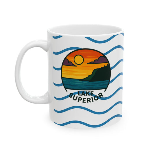 Lake Superior Serene Sunrise Ceramic Mug - Perfect for Coffee Lovers, Gift for Nature Enthusiasts, Beach Lover's Delight, Ocean Vibes, Relaxation