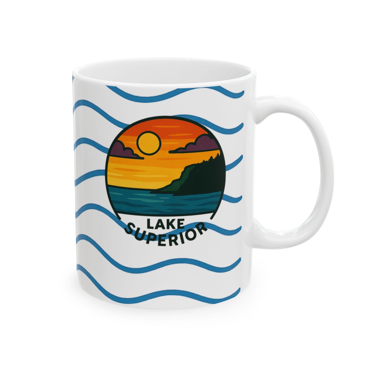 Lake Superior Serene Sunrise Ceramic Mug - Perfect for Coffee Lovers, Gift for Nature Enthusiasts, Beach Lover's Delight, Ocean Vibes, Relaxation