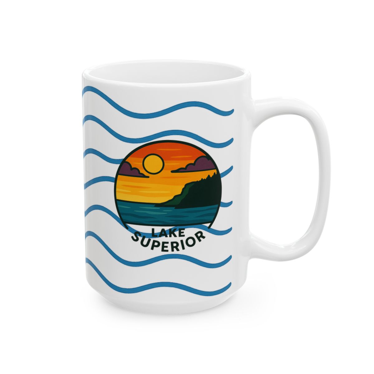 Lake Superior Serene Sunrise Ceramic Mug - Perfect for Coffee Lovers, Gift for Nature Enthusiasts, Beach Lover's Delight, Ocean Vibes, Relaxation