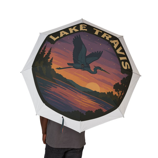 Lake Travis Semi-Automatic Foldable Umbrella, Travel Umbrella, Outdoor Gear, Gifts for Nature Lovers, Rainy Day Essential