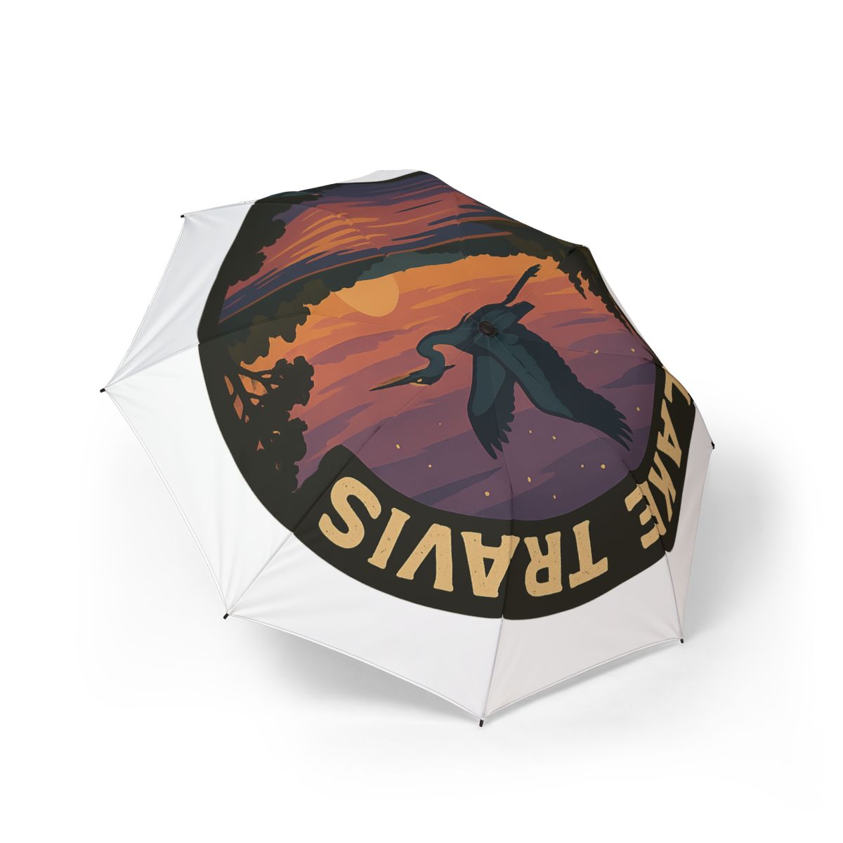 Lake Travis Semi-Automatic Foldable Umbrella, Travel Umbrella, Outdoor Gear, Gifts for Nature Lovers, Rainy Day Essential