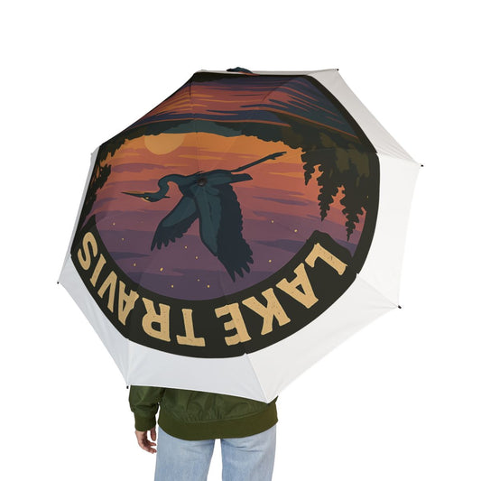 Lake Travis Semi-Automatic Foldable Umbrella, Travel Umbrella, Outdoor Gear, Gifts for Nature Lovers, Rainy Day Essential