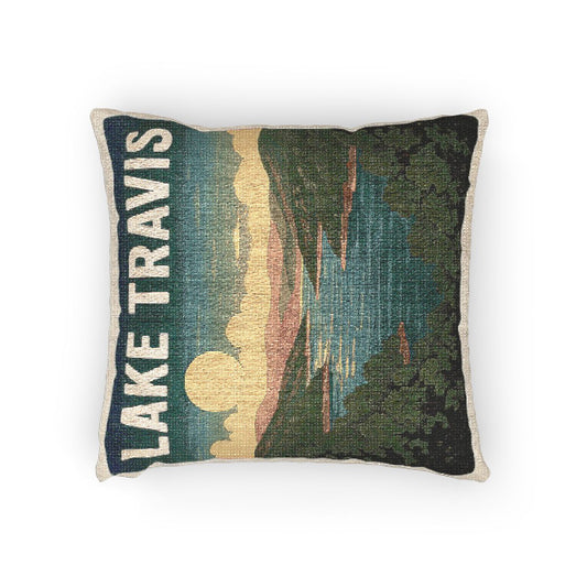 Lake Travis Woven Pillow | Rustic Home Decor, Nature Accent, Lake House Gift, Boho Living Room Accessory, Cozy Cabin Decor