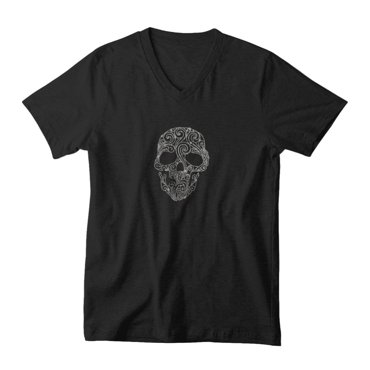 Rhinestone Fancy Skeleton Tee Shirt Crew Neck, V Neck, Long Sleeve