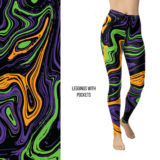 Masquerade Mardi Gras Leggings Full Length with Pockets 2