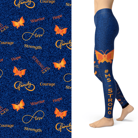 MS Strong Awareness Leggings with Pockets in Blue or Black