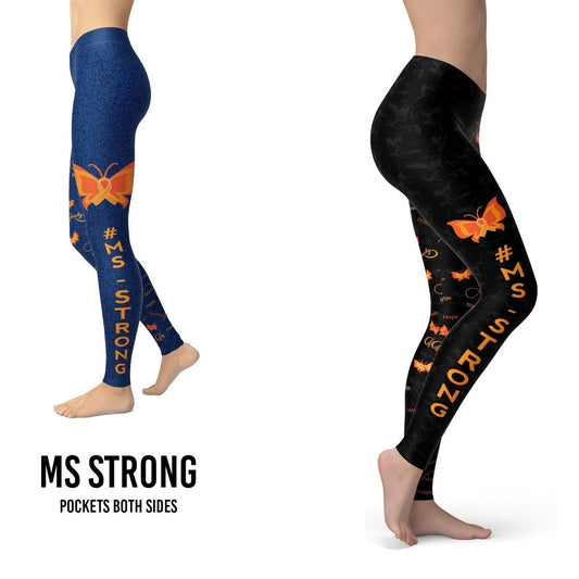 MS Strong Awareness Leggings with Pockets in Blue or Black