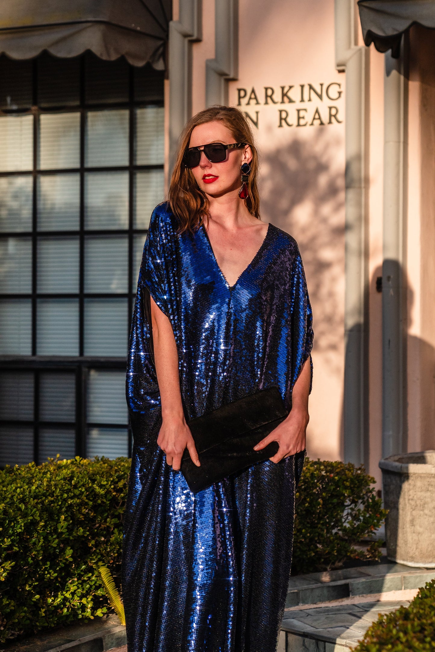 Night Sapphire Sequin Caftan Kaftan Dress