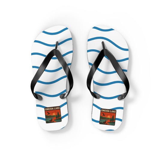 Oneida Lake Beachy Vibes Flip Flops - Summer Sandals, Poolside Footwear, Vacation Essentials, Casual Summer Shoes, Beach Accessories
