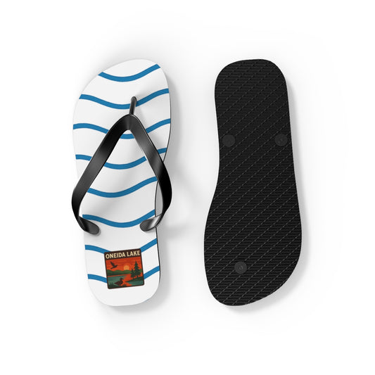 Oneida Lake Beachy Vibes Flip Flops - Summer Sandals, Poolside Footwear, Vacation Essentials, Casual Summer Shoes, Beach Accessories