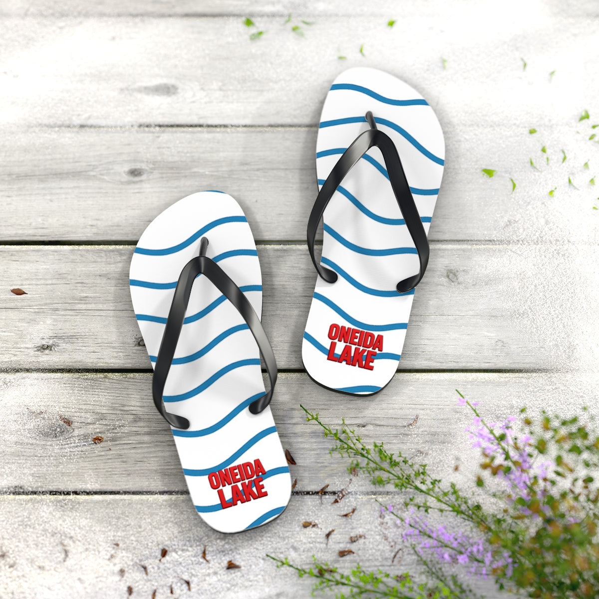 Oneida Lake Beachy Vibes Flip Flops - Summer Sandals, Poolside Footwear, Vacation Essentials, Casual Summer Shoes, Beach Accessories