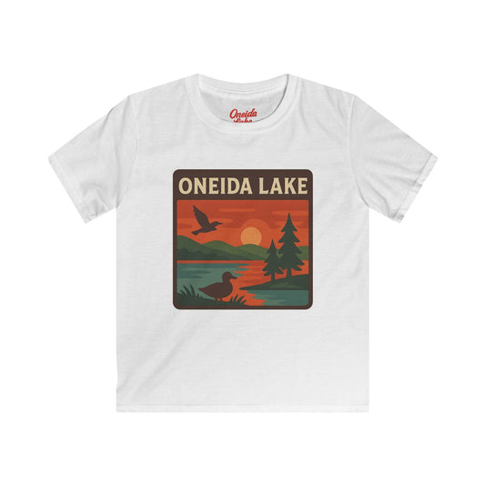 Oneida Lake Kids Tee, Softstyle T-Shirt for Children, Summer Adventure Shirt, Lake House Gift, Outdoor Fun Apparel