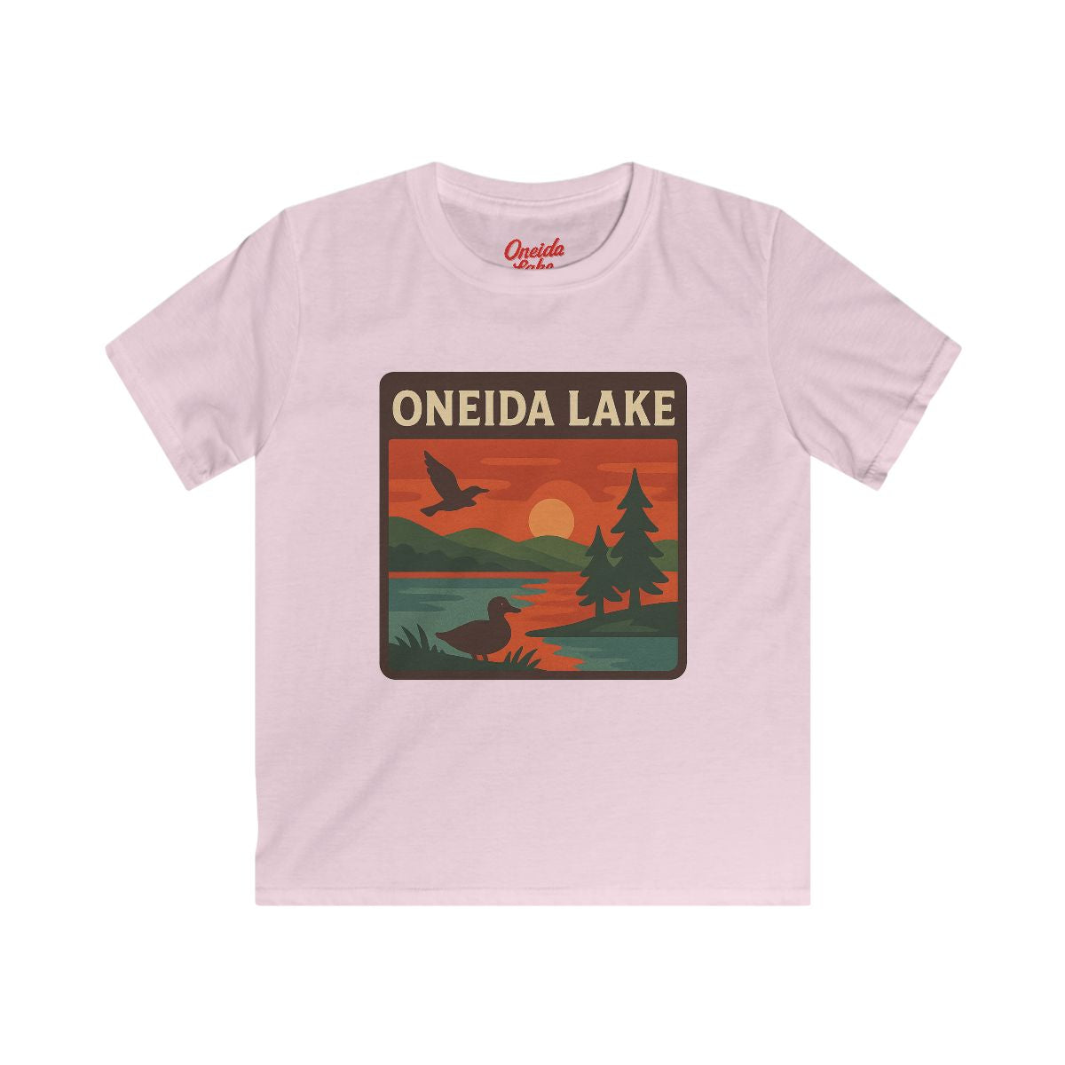 Oneida Lake Kids Tee, Softstyle T-Shirt for Children, Summer Adventure Shirt, Lake House Gift, Outdoor Fun Apparel