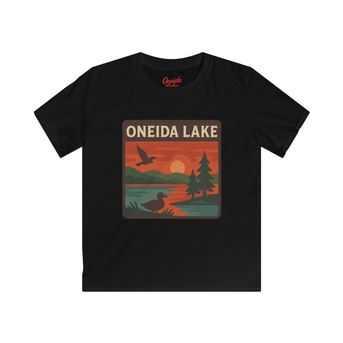Oneida Lake Kids Tee, Softstyle T-Shirt for Children, Summer Adventure Shirt, Lake House Gift, Outdoor Fun Apparel
