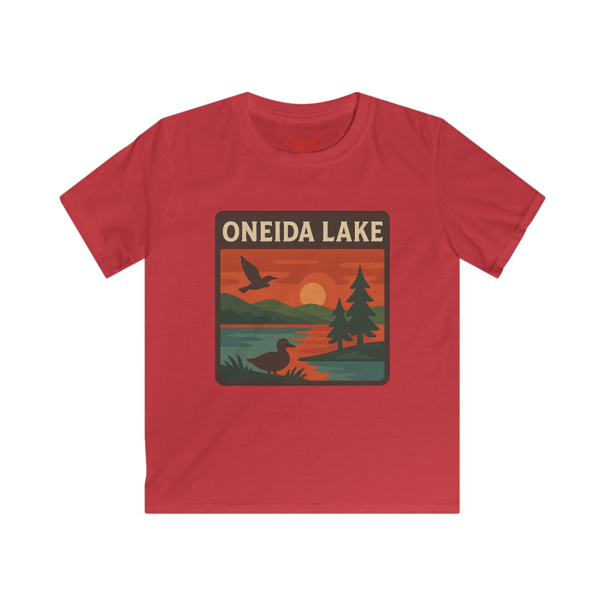 Oneida Lake Kids Tee, Softstyle T-Shirt for Children, Summer Adventure Shirt, Lake House Gift, Outdoor Fun Apparel