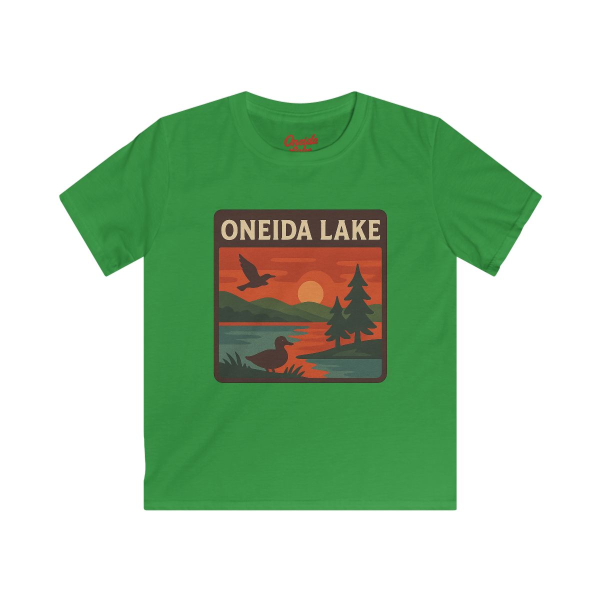 Oneida Lake Kids Tee, Softstyle T-Shirt for Children, Summer Adventure Shirt, Lake House Gift, Outdoor Fun Apparel