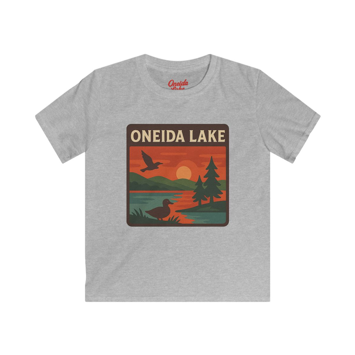 Oneida Lake Kids Tee, Softstyle T-Shirt for Children, Summer Adventure Shirt, Lake House Gift, Outdoor Fun Apparel