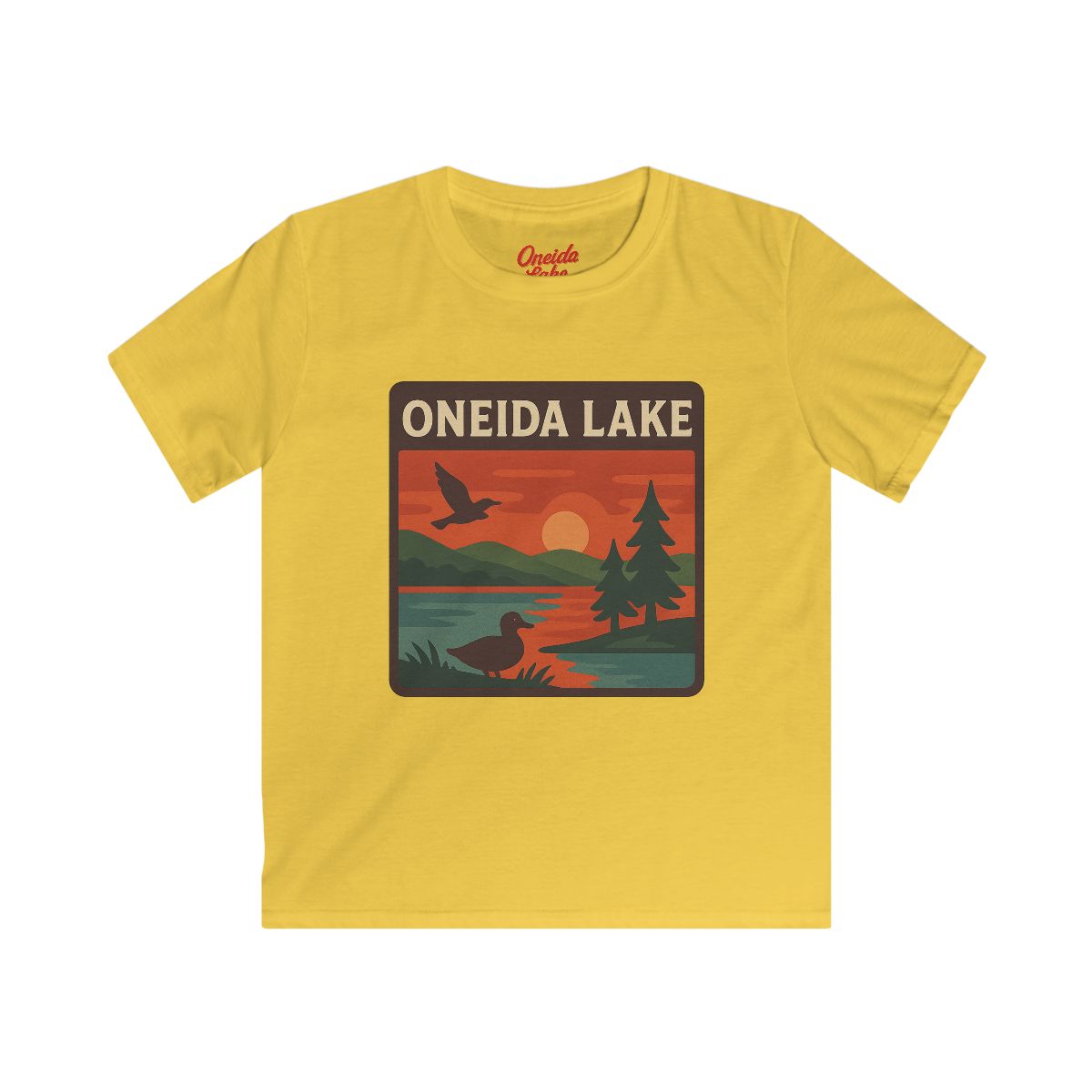 Oneida Lake Kids Tee, Softstyle T-Shirt for Children, Summer Adventure Shirt, Lake House Gift, Outdoor Fun Apparel