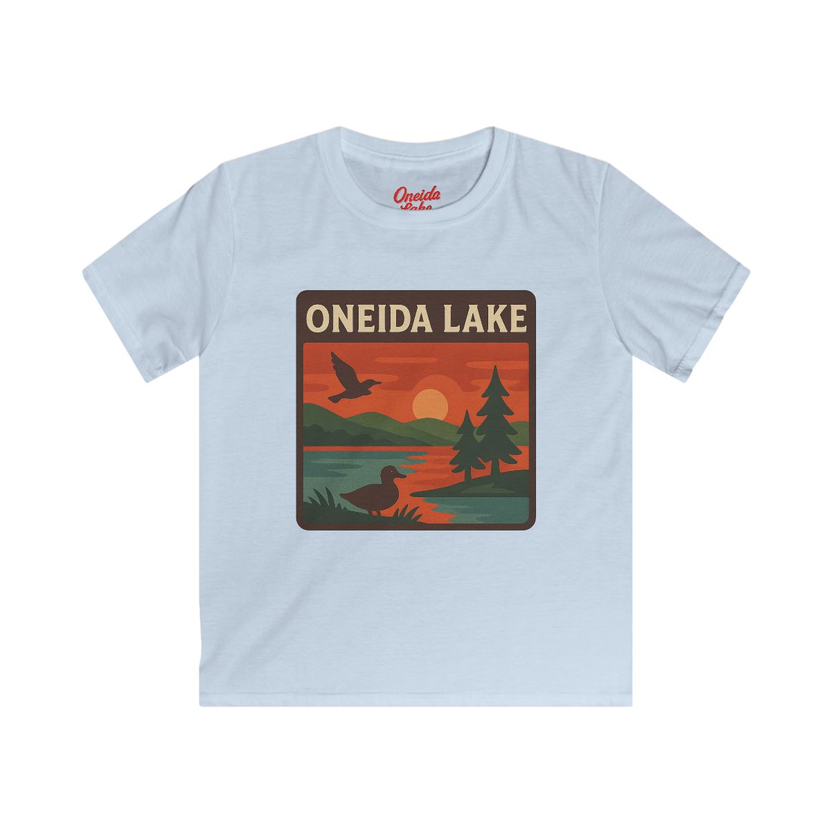 Oneida Lake Kids Tee, Softstyle T-Shirt for Children, Summer Adventure Shirt, Lake House Gift, Outdoor Fun Apparel
