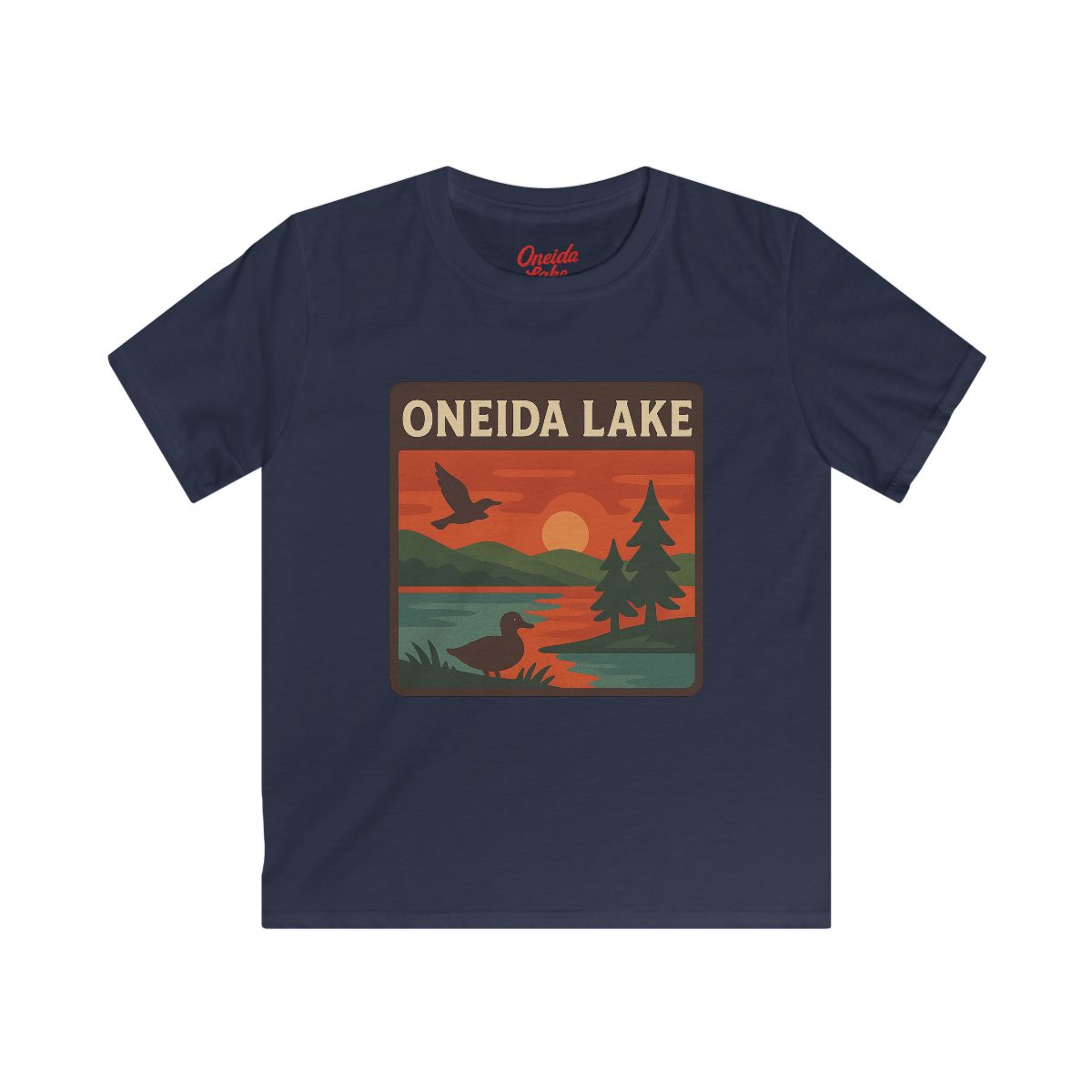 Oneida Lake Kids Tee, Softstyle T-Shirt for Children, Summer Adventure Shirt, Lake House Gift, Outdoor Fun Apparel