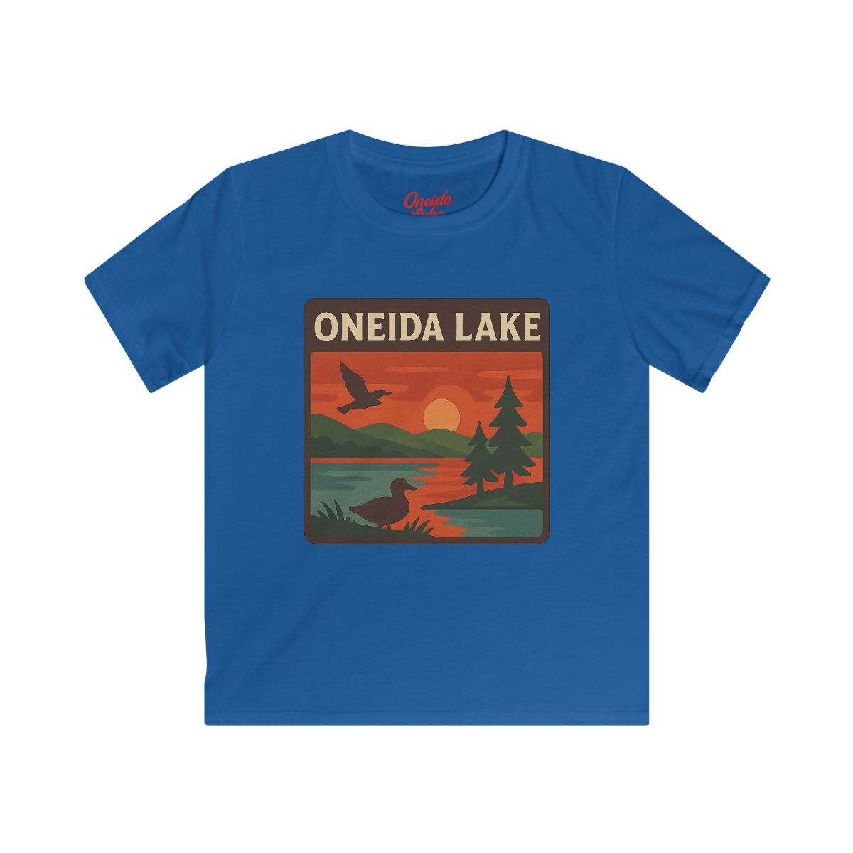 Oneida Lake Kids Tee, Softstyle T-Shirt for Children, Summer Adventure Shirt, Lake House Gift, Outdoor Fun Apparel