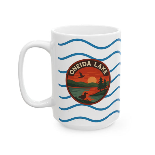 Oneida Lake Serene Sunrise Ceramic Mug - Perfect for Coffee Lovers, Gift for Nature Enthusiasts, Beach Lover's Delight, Ocean Vibes, Relaxation