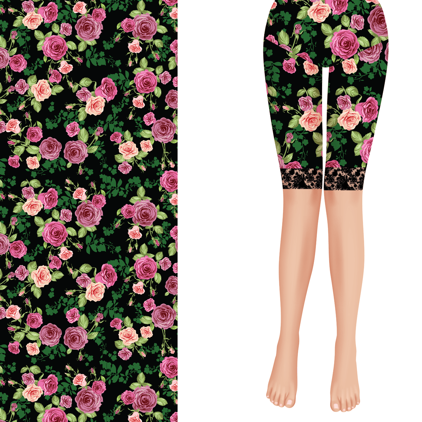 Rose Garden Shorts with Black Lace