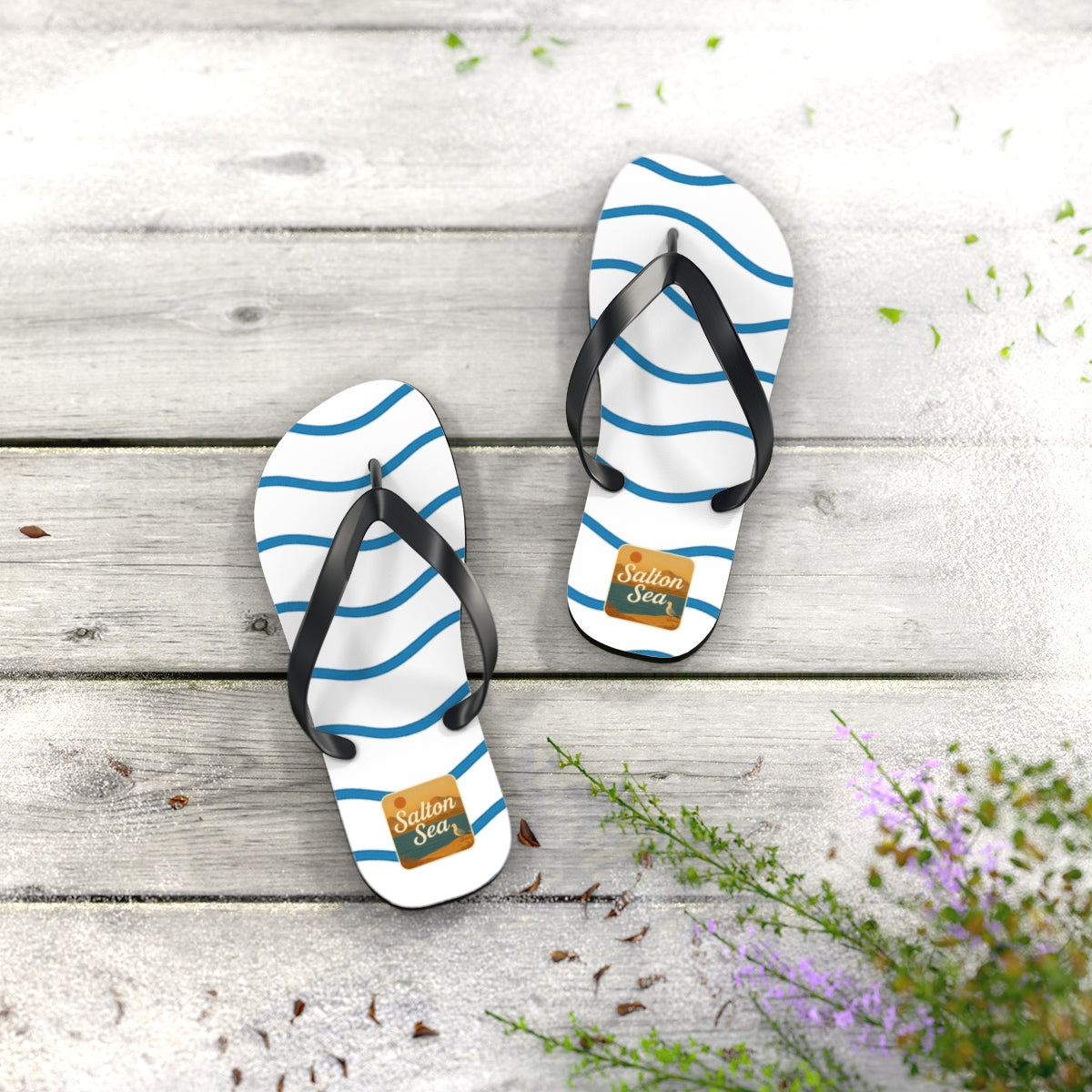 Salton Sea Beachy Vibes Flip Flops - Summer Sandals, Poolside Footwear, Vacation Essentials, Casual Summer Shoes, Beach Accessories