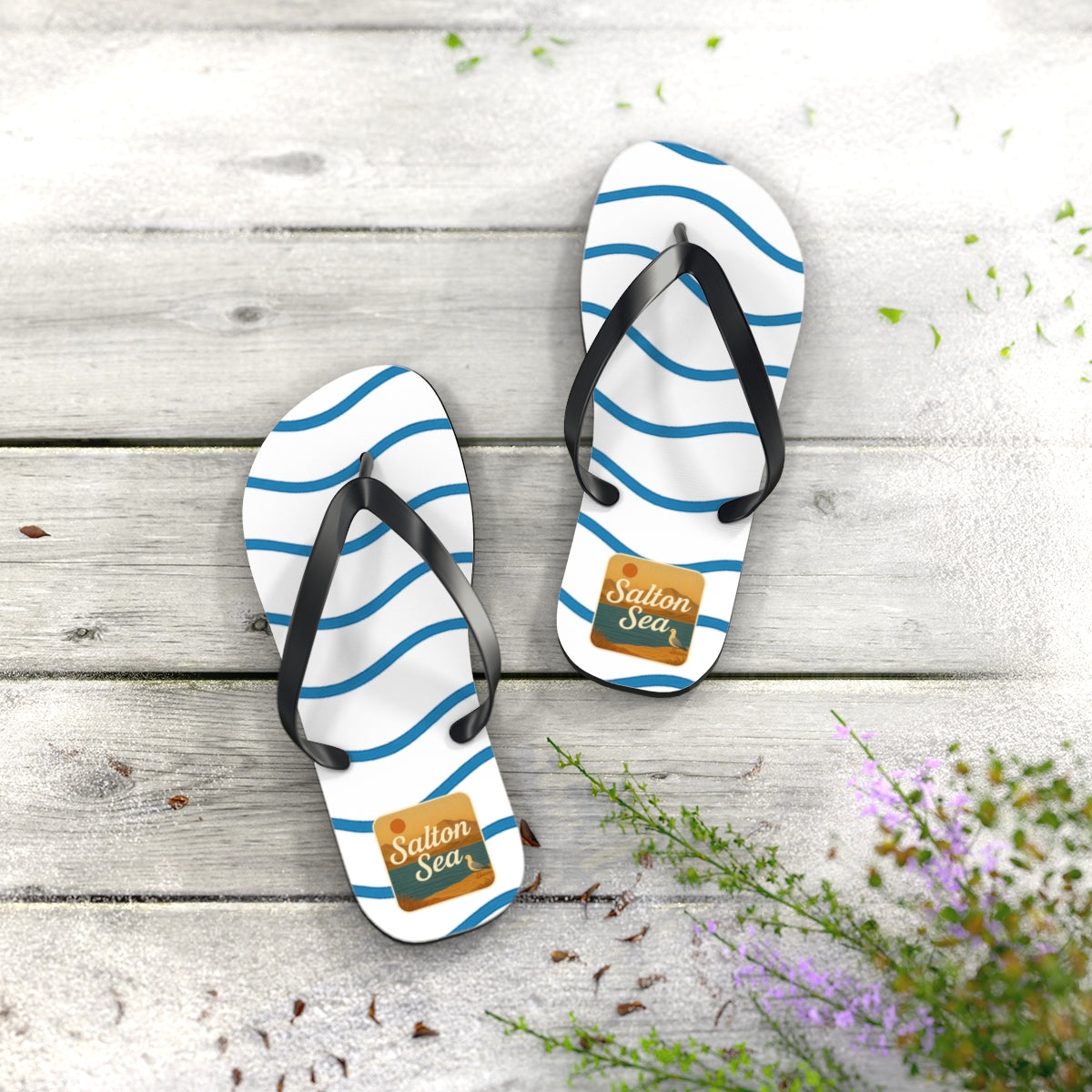 Salton Sea Beachy Vibes Flip Flops - Summer Sandals, Poolside Footwear, Vacation Essentials, Casual Summer Shoes, Beach Accessories
