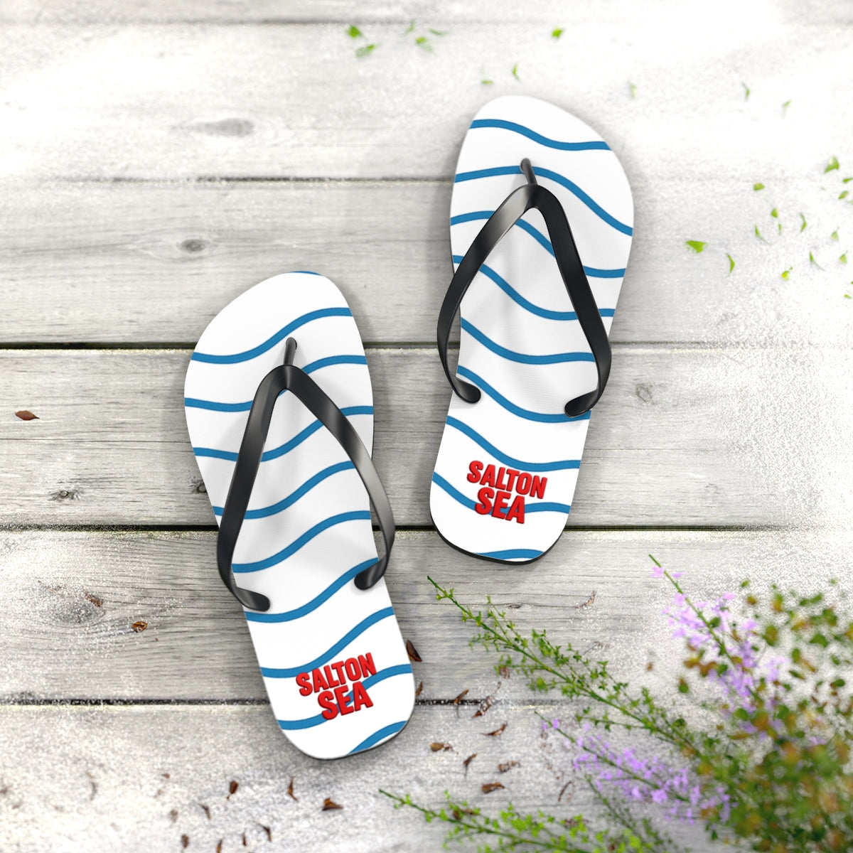 Salton Sea Beachy Vibes Flip Flops - Summer Sandals, Poolside Footwear, Vacation Essentials, Casual Summer Shoes, Beach Accessories