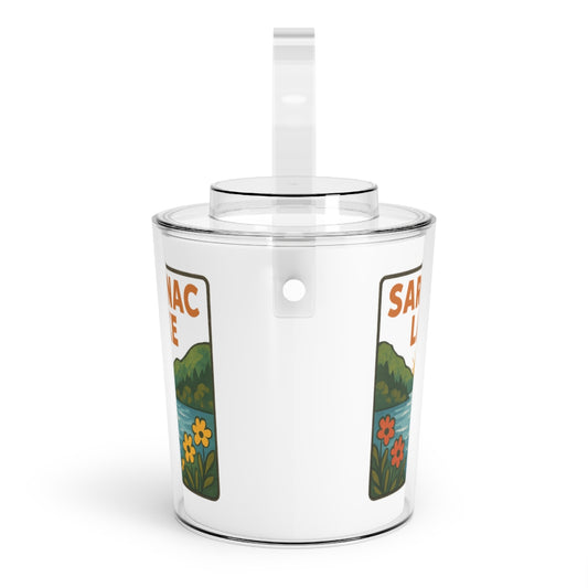 Saranac Lake Charming Lake House Ice Bucket with Tongs, Summer Party Essential, Outdoor Gatherings, Vintage Lake Decor, Unique Gifts for Hosts