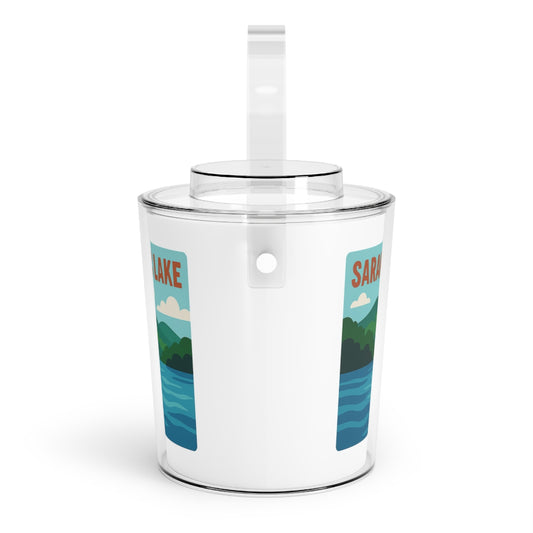 Saranac Lake Charming Lake House Ice Bucket with Tongs, Summer Party Essential, Outdoor Gatherings, Vintage Lake Decor, Unique Gifts for Hosts