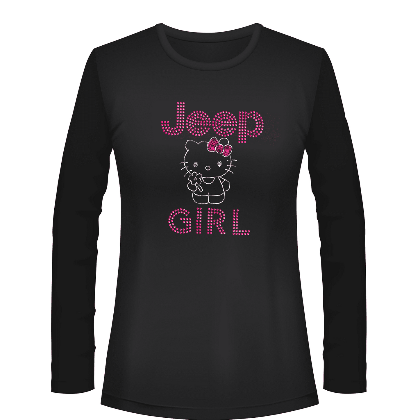Hi Kitty Jeeper  Rhinestone Tee Short or Long  Sleeve