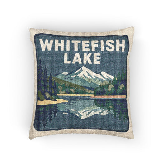 Whitefish Lake Woven Pillow | Rustic Home Decor, Nature Accent, Lake House Gift, Boho Living Room Accessory, Cozy Cabin Decor
