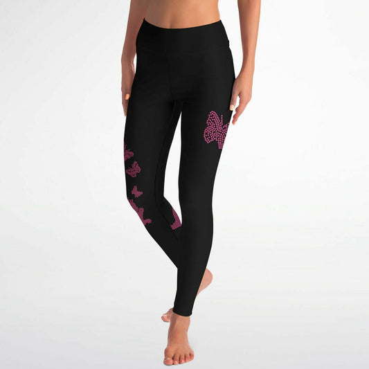 Kitty Butterfly  Rhinestone Leggings with Pockets